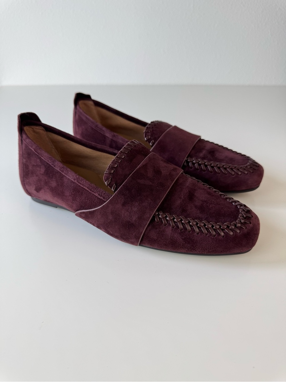 Gentle Souls by Kenneth Cole Sandra Burgundy Suede Braid Loafers Size 8.5 / 9